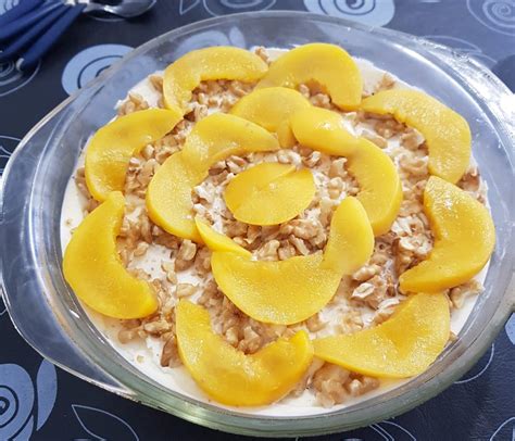 Postre De Vainillas Con Crema Y Duraznos El Agrario