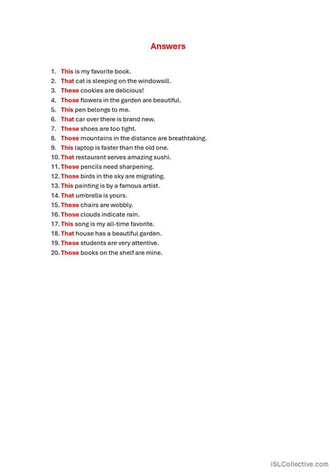 Demonstrative Pronouns General Gramm English Esl Worksheets Pdf Doc