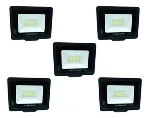 Pack X5 Proyector Reflector Led 20w Cálido Glowlux E A