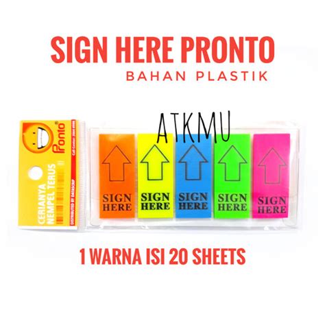 Jual Post It SIGN HERE Pronto 5 Warna Plastik Penanda Tanda