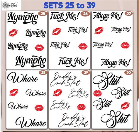 Sets Of Kinky Adult Temporary Tattoos Tramp Stamps Fetish Etsy