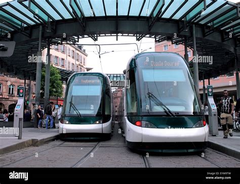 Tram Stop In The Place De L Homme De Fer In The Centre Of Strasbourg