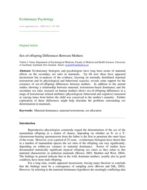 PDF Sex Of Offspring Differences Between Mothers