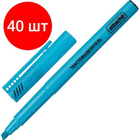 Маркер текстовыделитель ATTACHE синий 1-3мм, комплект 40 штук - купить ...