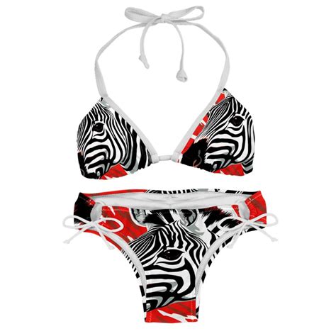 Zebra Detachable Sponge Adjustable Strap Bikini Set Swimsuit Pack