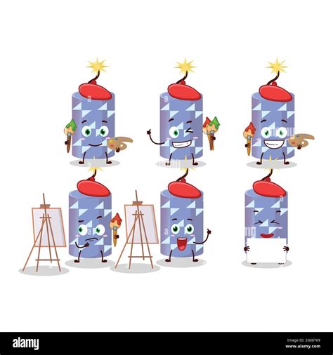 Artistic Artist Of Light Blue Firecracker Cartoon Character Painting