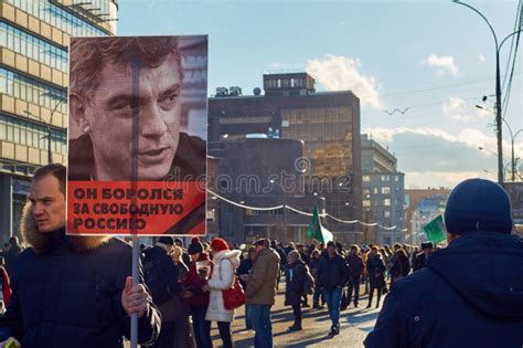 Memory March Of Slain Politician Boris Nemtsov Editorial Stock Image