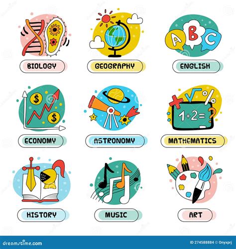 Lessons Logo. Science Learning Symbols with Place for Text Recent Vector Templates Stock Vector ...