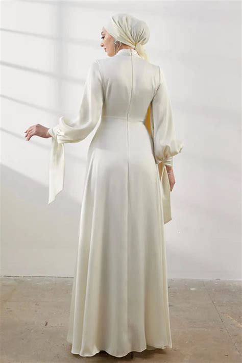 Modest Romantic Muslim Wedding Dress Soft Satin Tanya Bridal