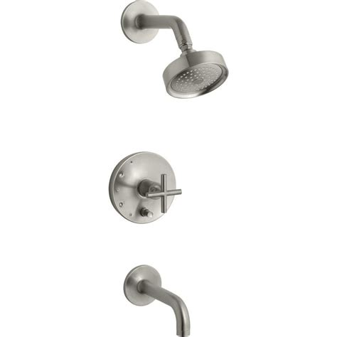 KOHLER Purist Vibrant Brushed Nickel 1-Handle Bathtub and Shower Faucet ...