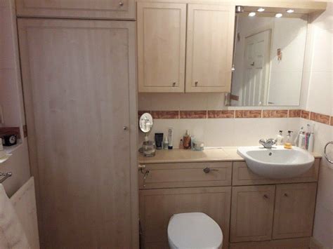 Light Oak Fully Fitted Bathroom Suite And Furniture For Urgent Sale