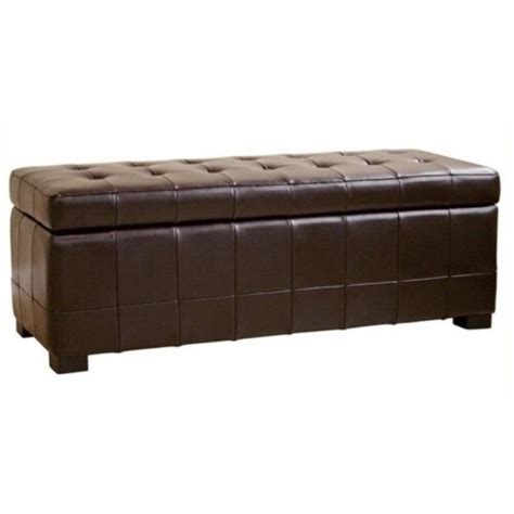 Bowery Hill Leather Storage Bench Ottoman In Dark Brown Kroger