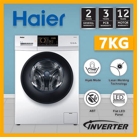 Haier 7kg Front Load Inverter Washing Machine With Anti Bacterial Treatment Hwm70 Fd10829