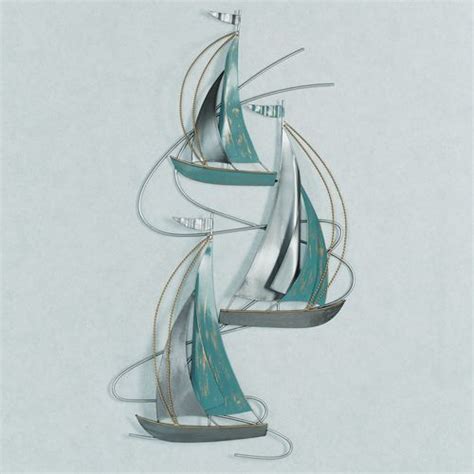 Afternoon Regatta Vertical Sailboat Metal Wall Art