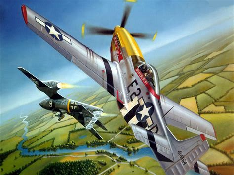 P-51 Mustang and Me262 Messerschmitt | Aircraft painting, Aircraft art ...