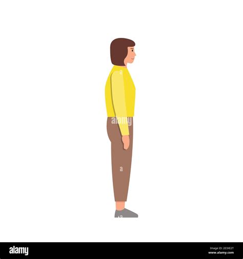 Casual Woman Character Side View Vector Illustration Stock Vector