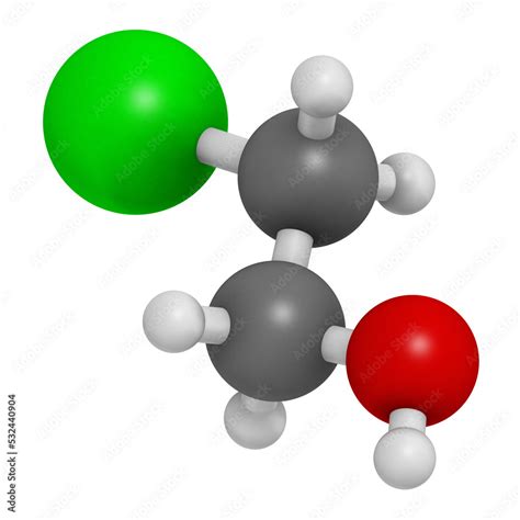 Ethylene chlorohydrin molecule. Side product formed during ethylene ...