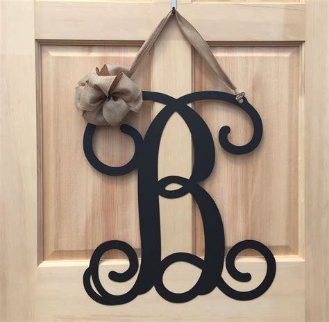 Initial Monogram Front Door Wreath Metal Monogram Letter Etsy