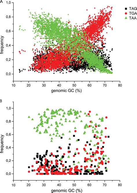 Distribution of the three canonical stop codons in bacteria. A, the...