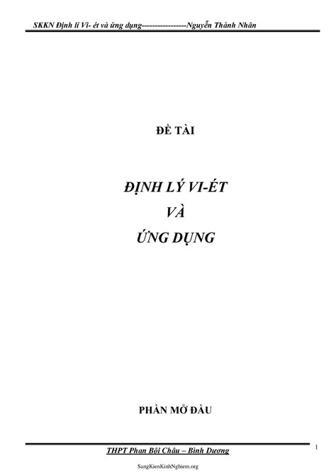 Document Tải Về Thpt Phan Bội Châu Bình Dương 1 ĐỀ TÀi ĐỊnh LÝ Vi