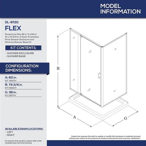 Dreamline Flex Base Color White 74 75 In X 36 In X 60 In 2 Piece