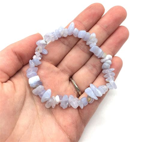 Blue Lace Agate Gemstone Chip Bracelet Etsy