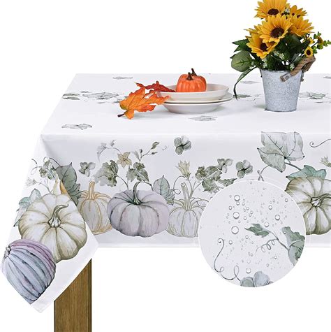 Wish Tree Thanksgiving Tablecloth Autumn Pumpkins Vines Table Cloth Maple Leaf Fall Harvest