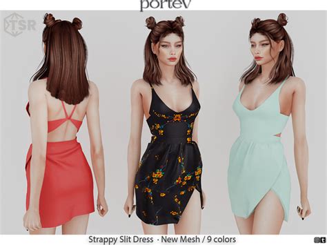 The Sims Resource Strappy Slit Dress