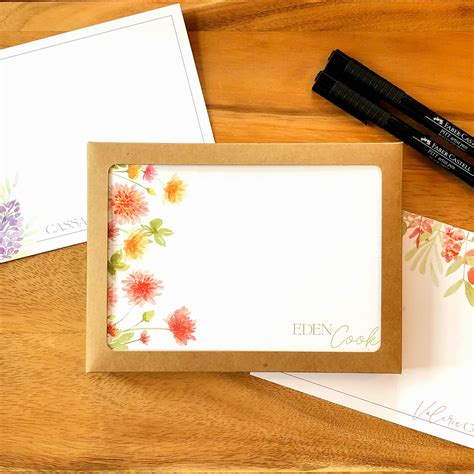 Wildflower Personalisierte Notecards Aquarell Wildblumen Etsy De