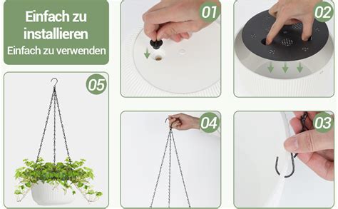 T4U 20cm Blumentopf Hängend Plastik Blumenampel für Pflanzen