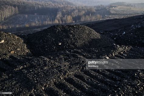 Coal tailings piles at the Jankowice coal mine in Rybnik, Poland, on ...