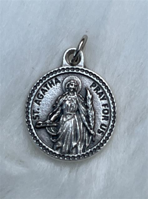 Saint Agatha Medal, Patron Saint Breast Cancer, St Agatha Medal, Silver ...