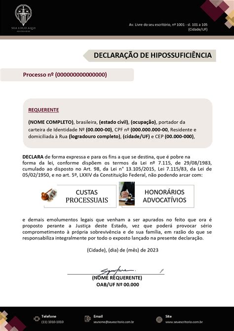 Modelo Declaração de Hipossuficiência em Visual Law Jusbrasil