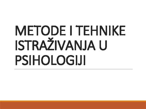 Metode I Tehnike Istraivanja U Psihologiji Faze Naunog