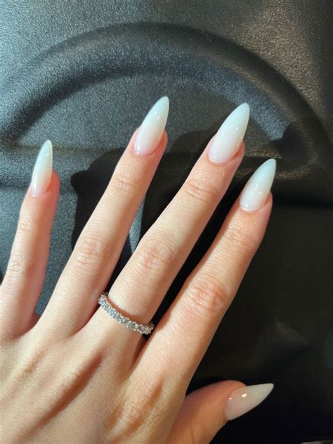 Pretty Gel Nails Soft Nails White Almond Nails Milky White Nails