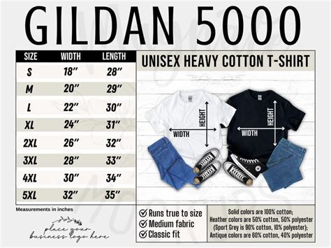 Gildan 5000 Size Chart Up To 5xl Tshirt Sizing Chart Unisex 5000 Heavy