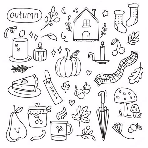 Premium Vector Doodle Fall Autumn Elements Hand Drawing Autumn