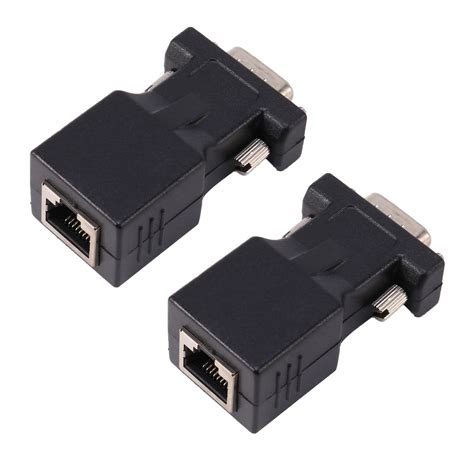 2X VGA Extender Male To LAN CAT5 CAT6 RJ45 Network Cable Adapter