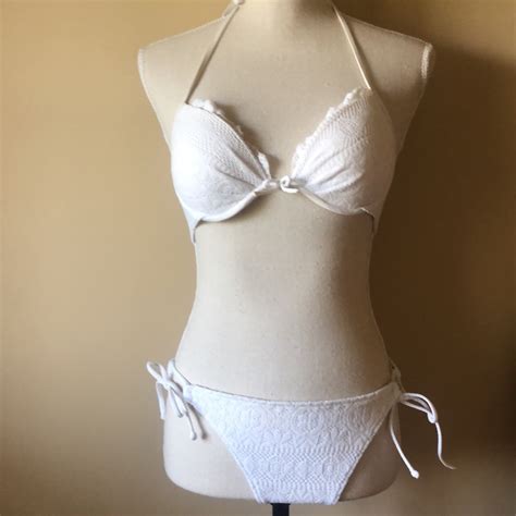 Victorias Secret White Lace Padded Bikini Gem