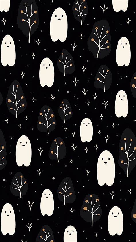 Wallpaper ghosts, trees, black background, art, halloween, Art 4K by Anastasmile. Download ...