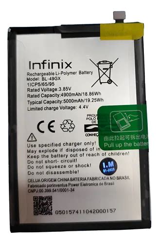 Flex Carga Bateria Infinix Bl Gx P Hot S Mah Nova Parcelamento Sem Juros