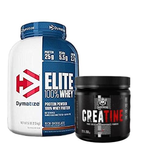 Elite 100% whey protein Dymatize 2,3kg + Creatina350g Darkness - Under ...