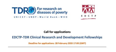 2020 Edctp Tdr Clinical Research And Development Fellowships