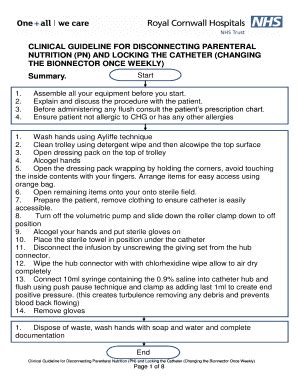 Fillable Online Rcht Nhs Disconnecting Parenteral Nutrition And Locking