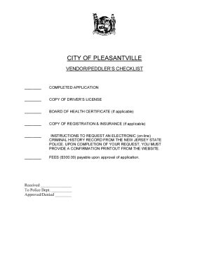 Fillable Online Peddlers Permit Application Transient Vendor Fax Email