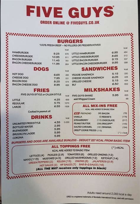 Five Guys Menu Prices 2024 Uk Free Merle Janenna