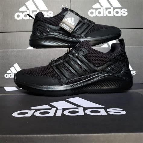 Jual SEPATU ADIDAS HITAM FULL BLACK SEKOLAH KERJA RUNNING TERBARU NEW