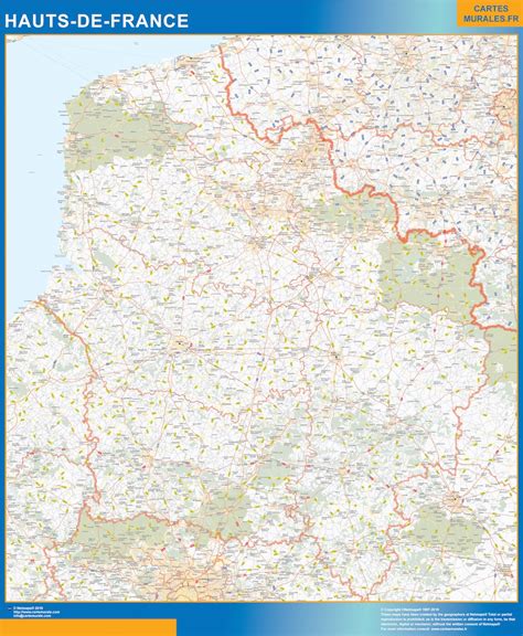 Region of Hauts de France biggest wall map | Biggest wall maps of the ...