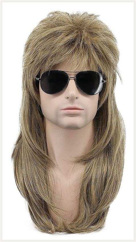 Karlery Long Straight Light Brown S Disco Mullet Wig