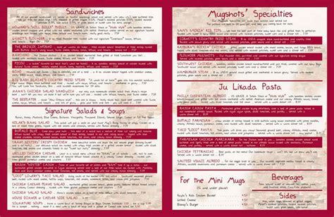 Menu at Mugshots Bar & Grill, Starkville